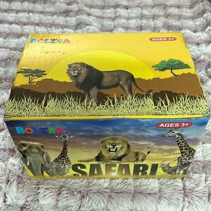 BOLZRA Safari Animals Figurines Toys with Activity Play Mat & Trees